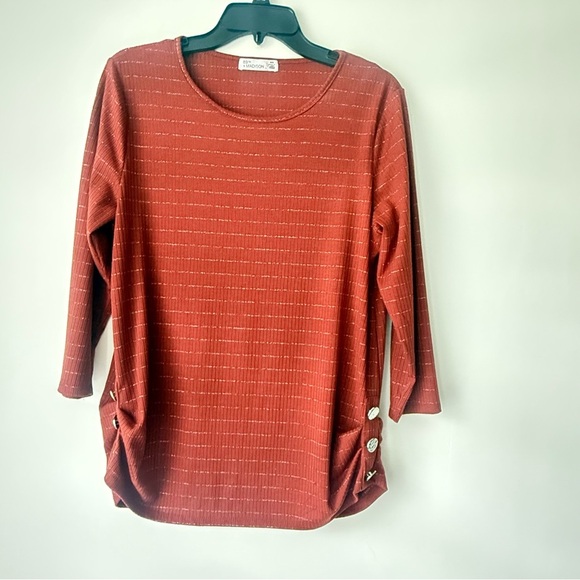 89th & Madison Metallic Rust Side Button Tunic Top M NWOT - Picture 1 of 8